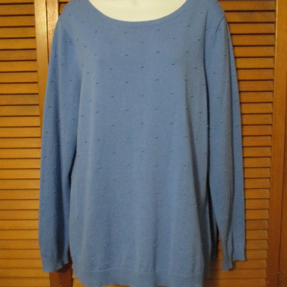 Talbots sweater cotton & stretchy, sky blue with raised knit dots like new sz L